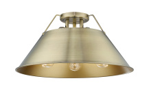 Golden 3306-3FM AB-AB - Yep by Golden Lighting Orwell 3-light Flush Mount in Aged Brass